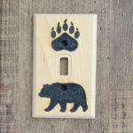 Bear-Paw light switch plate - Solar Pyrography - SunFunArt.com