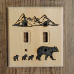 Bears - Double light switch plate - Solar Pyrography - SunFunArt.com