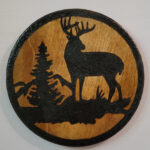 Rustic Deer Plaque - Solar Pyrography- SunFunArt.com