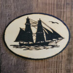 Sailing Ship Plaque - Solar Pyrography- SunFunArt.com