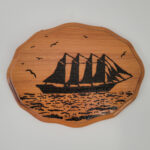 Sailing Ship 1980 Plaque - Solar Pyrography - SunFunArt.com