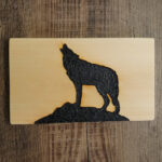 Howling Wolf Plaque - Solar Pyrography - SunFunArt.com