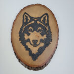 Wolf Face Plaque - Solar Pyrography- SunFunArt.com