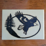 Eagle in Flight Plaque - Solar Pyrography - SunFunArt.com