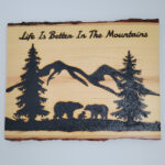 Life Is Better In The Mountains Wooden Plaque - Solar Pyrography - SunFunArt.com