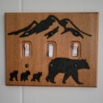 Bears on 3-gang light switch plate - Solar Pyrography - SunFunArt.com