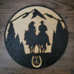 Cowboy Wedding Plaque - Solar Pyrography - SunFunArt.com